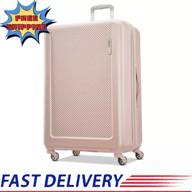 28" Hardside Spinner Luggage Pink Checked Luggage Wheels Travel Luggage US Pink