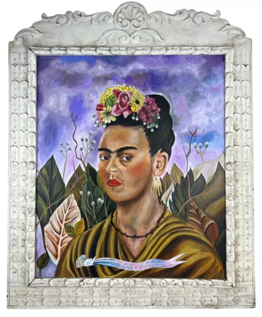 Frida Kahlo (Handmade) Oil On Canvas Painting Framed Signed and Stamped