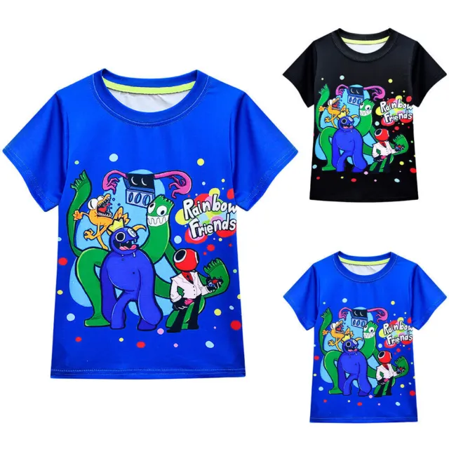 Cartoon Rainbow Friends Print Kid Boys Girls Short Sleeve T-Shirt Tee Summer Top