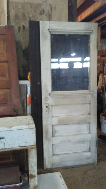 Antique Vintage Wood Wooden Exterior Entry Door With Window *FOR RESTORATION*