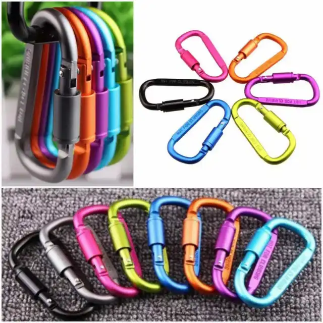 Carabiner Clips (5/10/20) Locking Heavy Duty QUALITY Stainless Aluminium Secure