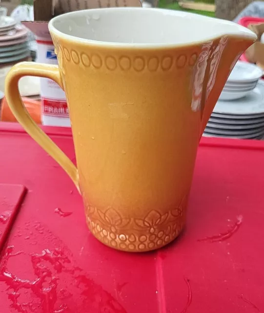 Vintage Syracuse China Carefree CALYPSO MONTEGO Ombre Yellow 7 1/2" Pitcher