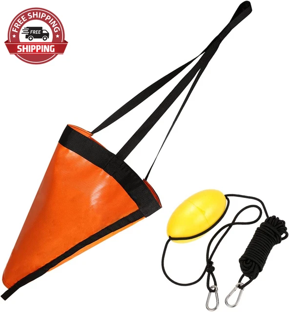 Drift Sock Sea Anchor Drogue with 30Ft Kayak Tow Rope Line Buoy Ball Float Leash