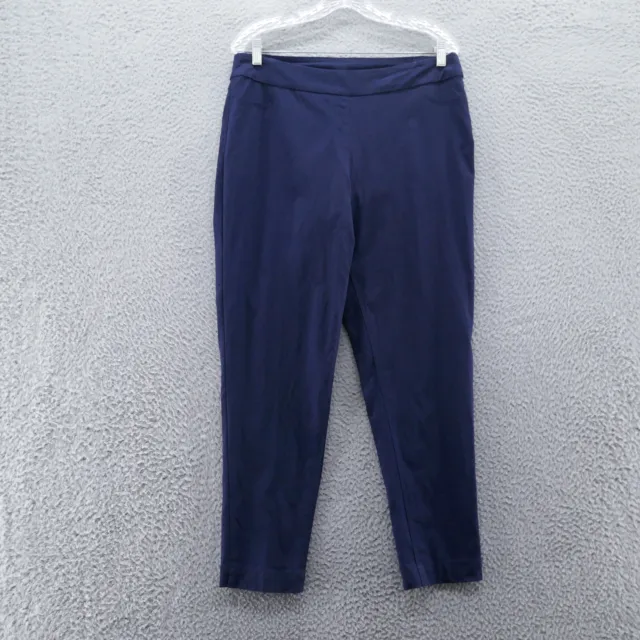 SOFT SURROUNDINGS WOMENS Slim Leg Ankle Pants Large Navy Blue Pull