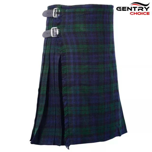 Traditional Scottish Tartan Kilt Black Watch 8 Yards Highlander Clothing for Men