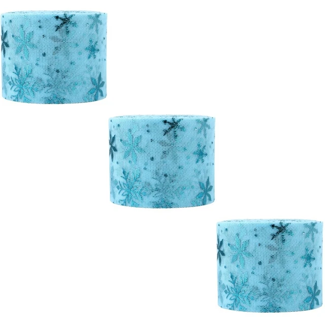 3 Sets Tüll Spool Weihnachten Tüll Schneeflocke Tüll Stoff Tüll Band Rollen 5