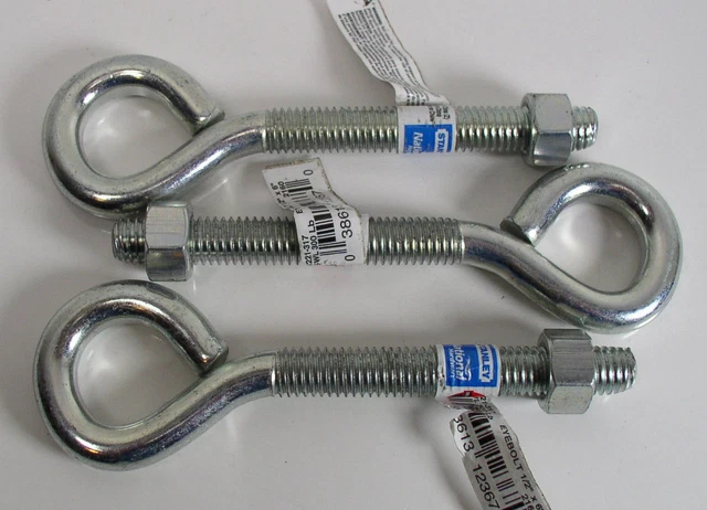 (3) Stanley National N221-317 Eye Bolt Zinc 1/2" x 6" Lot of 3