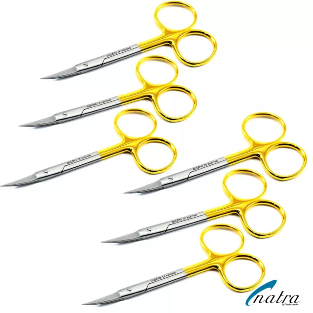 6x Iris 11,5 CM Curved Carbide TC Surgical Scissors Iris Thread Scissors