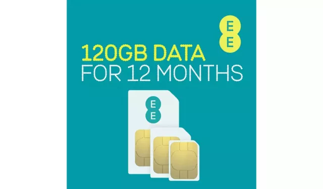 EE 12 months EE PAYG SIM card preloaded with 120GB of Data