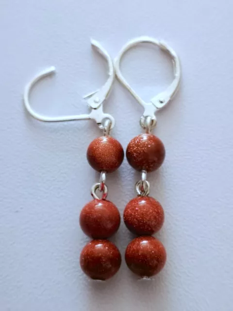 Lovely pair of 925 Silver Natural Gold-Sandstone Earrings