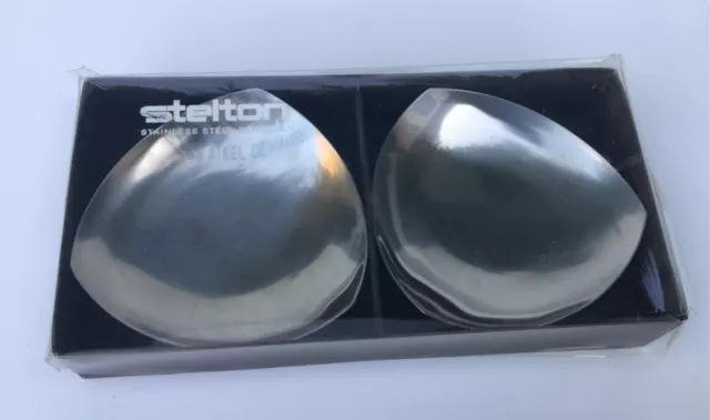 2 x Vintage Stelton Denmark Danish Stainless Steel Sauce Salt Dishes MCM Boxed