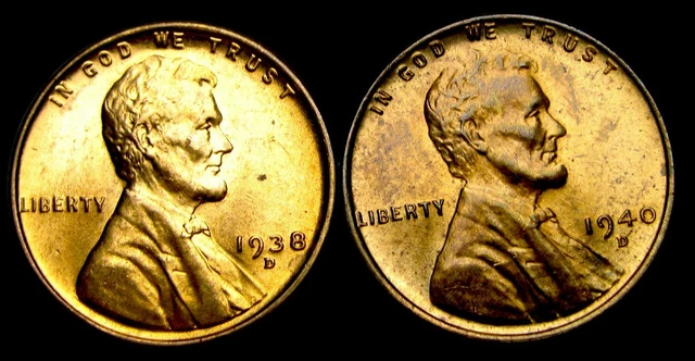1938-D 1940-D Lincoln Cent Penny ---- Gem BU++ Condition Coin Lot  ---- #QT785
