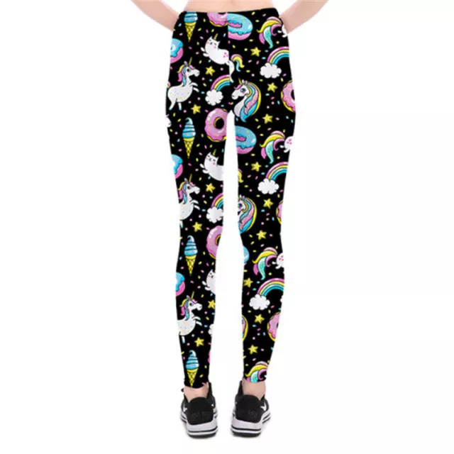 Girls Leggings Sports Yoga Pants Digital 3D Printed Ice Cream Unicorn Donuts