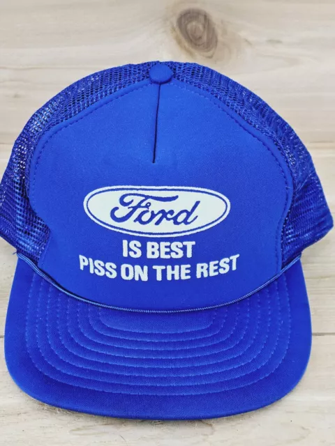 Vintage Ford Is Best Hat Cap Snap Back Trucker White Foam Blue Mesh Speedway Tag