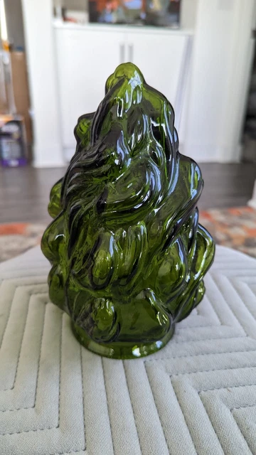 RARE Green Glass FLAME Art Deco Shade table ceiling fixture Lamp lighting globe
