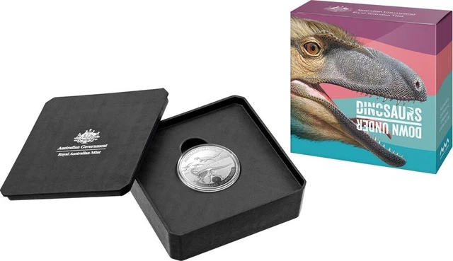 Australia 2022 $1 Dinosaurs Down Under Proof Silver Coin, Only 5000 Issued