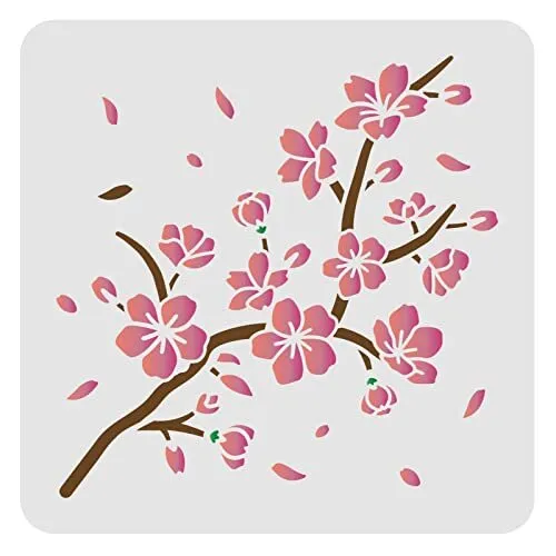 Cherry Blossom Sakura Floral Flower Bud Branch Wall Cookie DIY Reusable  Stencil
