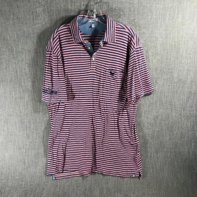 Peter Millar Scotty Cameron Short Sleeve Golf Polo Shirt Men's L Pink Striped