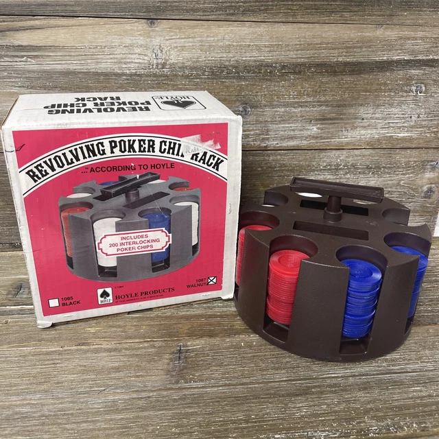 VINTAGE REVOLVINGHOYLEPOKERCHIPRACKCADDYWITHCHIPSIN ORIGINAL