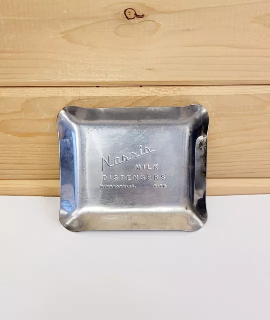 Antique 1940s Norris Milk Dispensers Co Steel Ashtray Agriculture Collectible