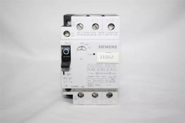 * Siemens 3Vu1300-1Md00 0.24-0.4A Manual Motor Starter