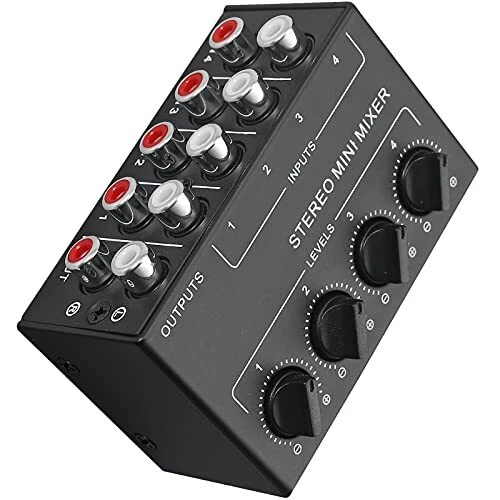 LiNKFOR 4 Channel Stereo Audio Mixer CX400 Metal Shell Support RCA Inp
