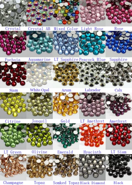 1440~7200 Gava Flatback Rhinestones SS12~SS20 Multiple Color Nail Art Crystal