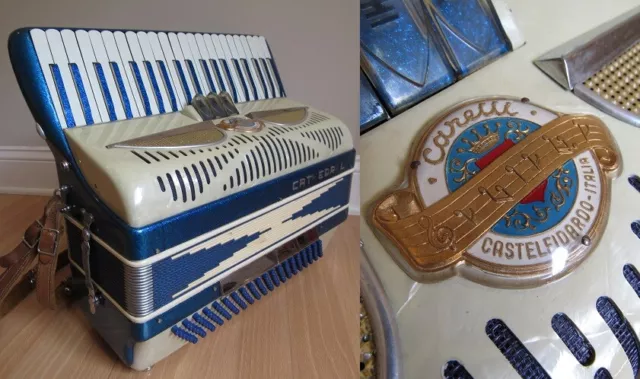 Italian accordion CARELLI CASTELFIDARDO "Cathedral" Italy PEARL & BLUE SPECKLE!