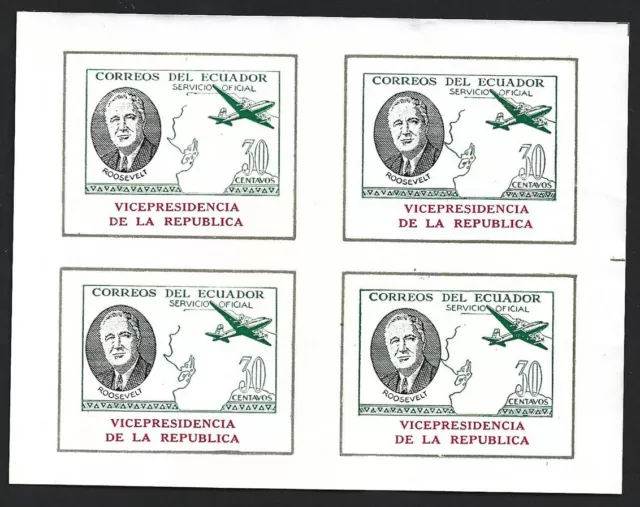 Ecuador Roosevelt cinderella sheet of 4