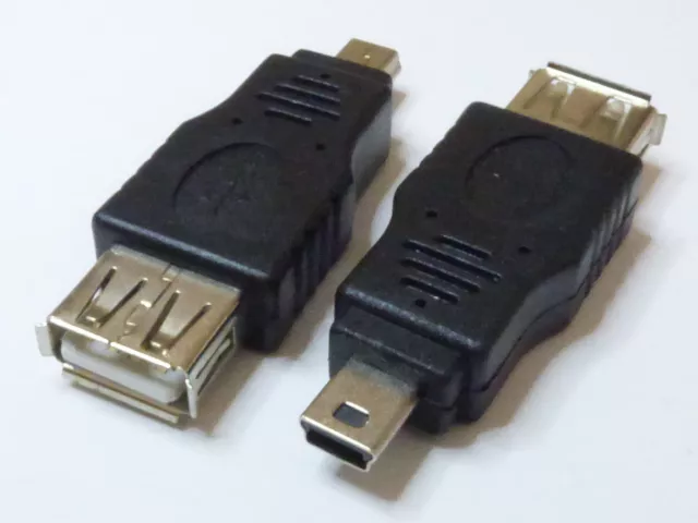 2 Stück USB 2.0 Adapter [1x USB 2.0 Stecker Mini-B -1x USB 2.0 Buchse A] Schwarz