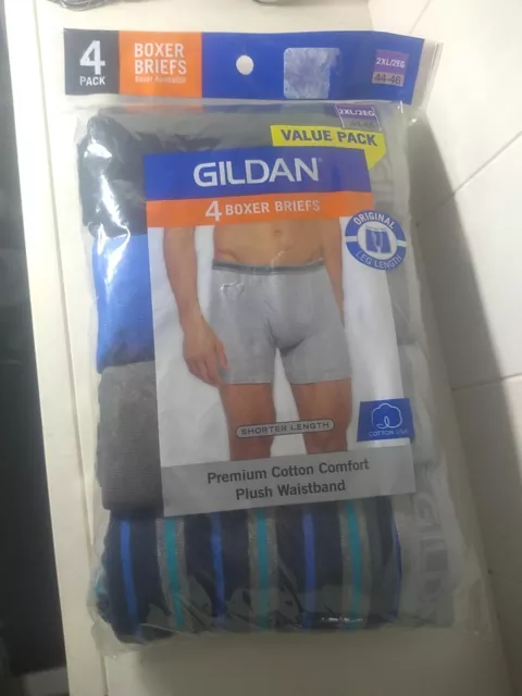 4pk Gildan Men's Boxer Briefs Cotton Premium Waistband Underwear 2XL 44/46 NEW