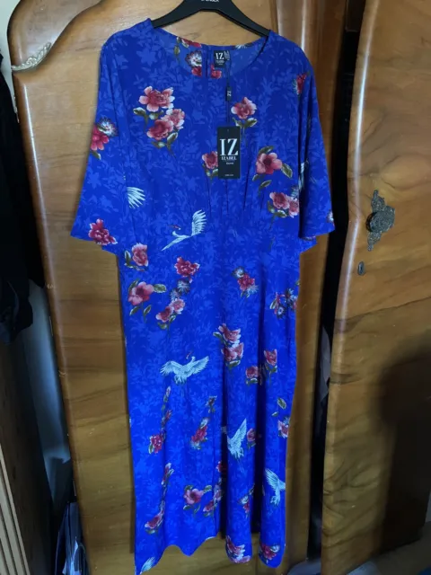 Izabel London dress size 16 blue kimono crane oriental BNWT Curve