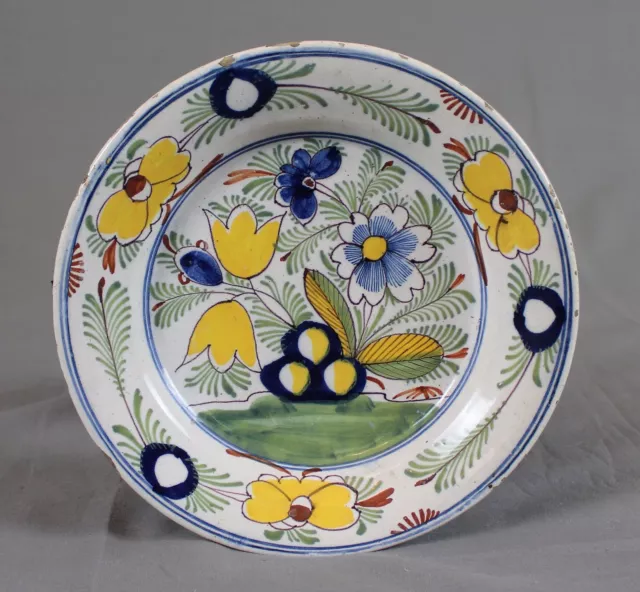 18th Century Dutch Delft Floral Plate