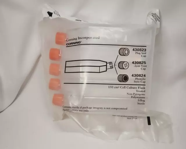 Corning 430823 Cell Culture Flask 150 cm2 450 mL Sterile Pack of 5 Flasks