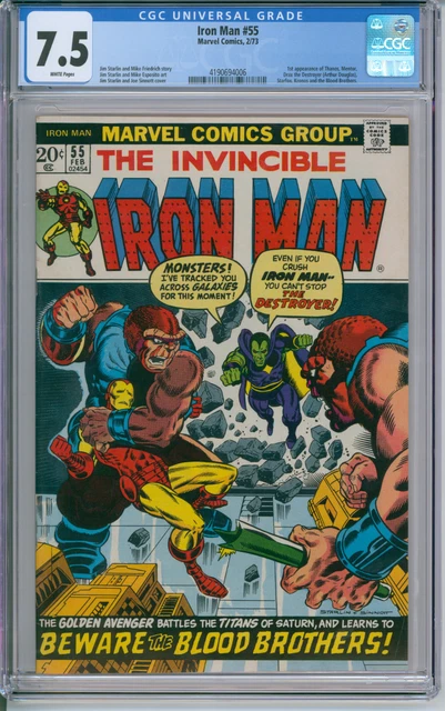 Invincible Iron Man #55  CGC 7.5 1973 Marvel Comics White Pages 1st Thanos