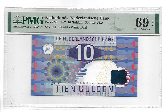 Netherlands,Nederlandsche Bank Pick#99 1997 10 Gulden PMG 69 EPQ