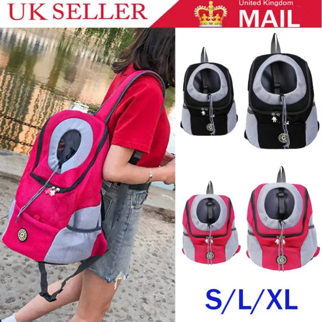 UK-Outdoor Pet Puppy Mesh Shoulder Bag Travel Dog Carrier Backpack Cat Chest Bag