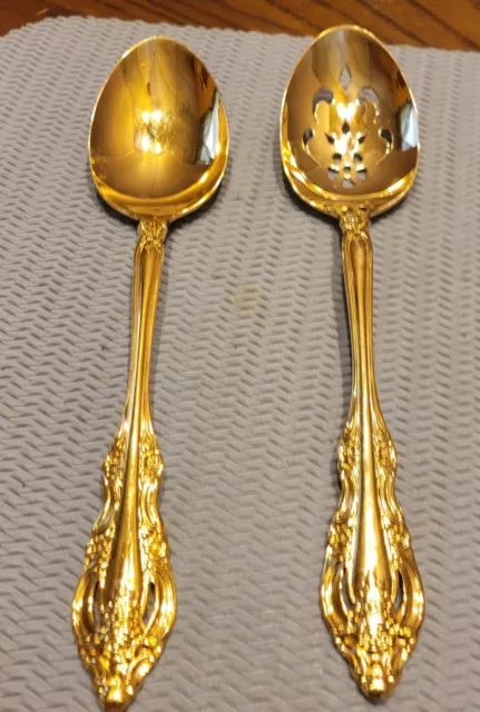 2 Vintage Community Gold Flatware ARTISTRY Serving Spoons