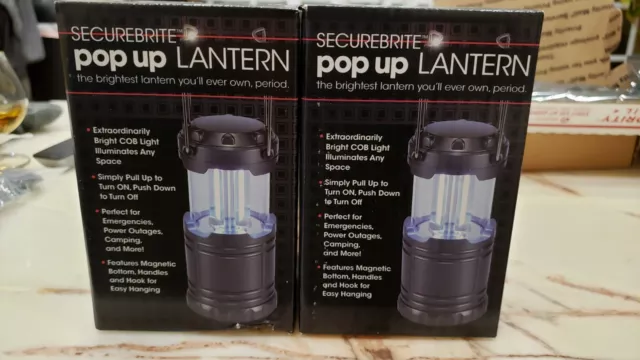 Securebrite Cob Pop Up Mini Platinum Tone 5 inch Metal Camping Lanterns Set  of 3