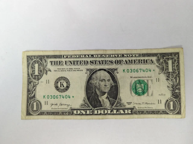 1 dollar bill star note series 2017 serial K03067404