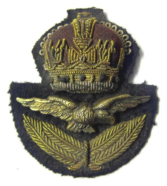 RAF OFFICER CAP Badge WW2 WWII Hat & Eagle Kings Crown Royal Air Force ...