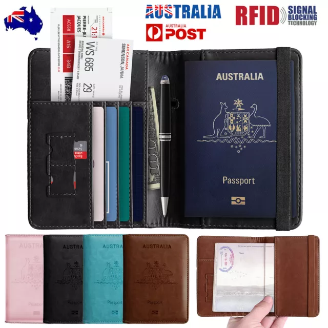 Slim Leather Travel Passport Cards Wallet Holder RFID Blocking Pouch Case Cover
