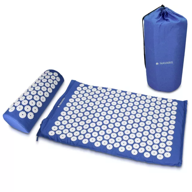 Akupressur Massage Set 1x Akupressurmatte 1x Kissen Matte Kopfkissen Blau
