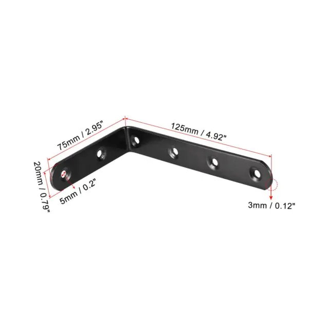 Corner Brace Angle Bracket Steel L Shape 125mmx75mmx20mm 2 Pcs 2