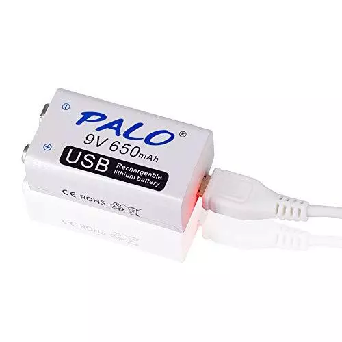 Batteria ricaricabile PALO USB 9V 650mAh agli ioni di litio con cavo USB (c1v)