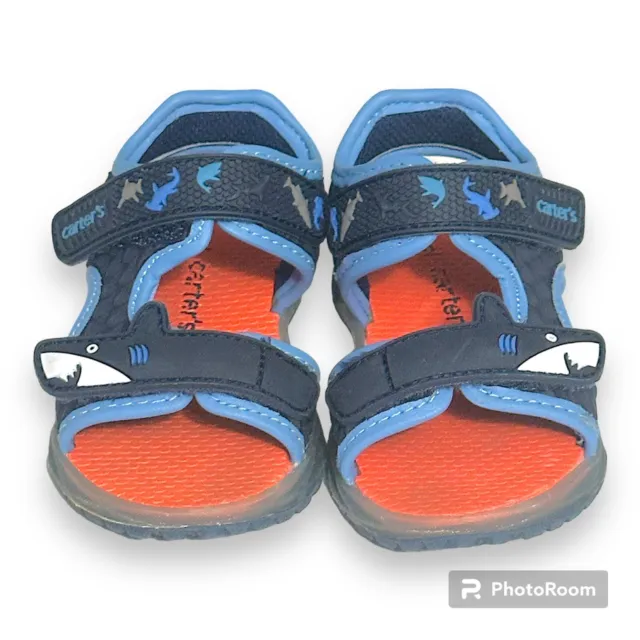 Carter's Boys' Toddler Navy Blue Shark Light-Up Sandals Size 6 (pre-Owned)