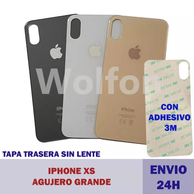 Tapa trasera cristal IPHONE XS Agujero Grande CON ADHESIVO 3M envio 24 horas