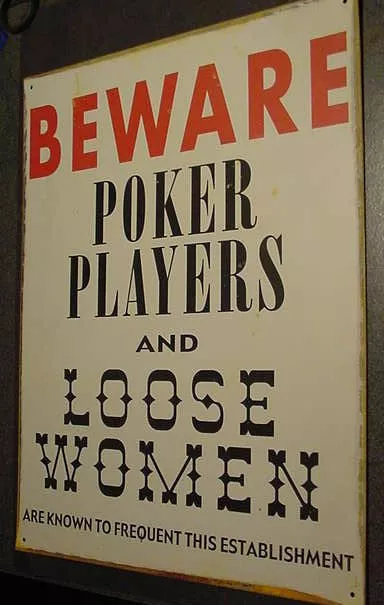 VINTAGE POKER PLAYERS LOOSE WOMEN bar tin metal sign gamblers bar hall card dive