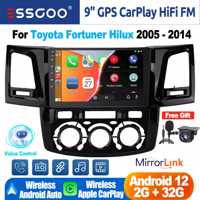 For Toyota Hilux 2005-2014 9'' Android 12 Car Stereo GPS Radio Apple CarPlay AHD
