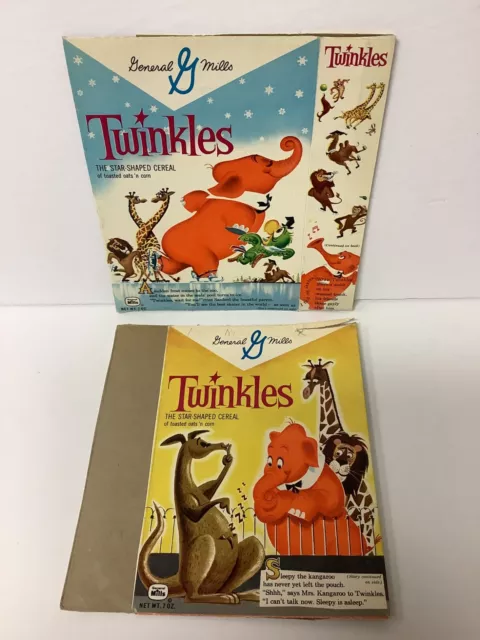 1960 General Mills Cereal Box Backs Twinkles and the frozen Pool & Baby Kangaroo